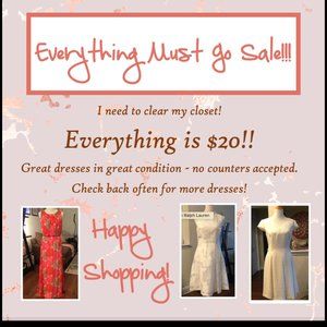 EVERYTHING MUST GO! $20 SALE ON ENTIRE CLOSET!!